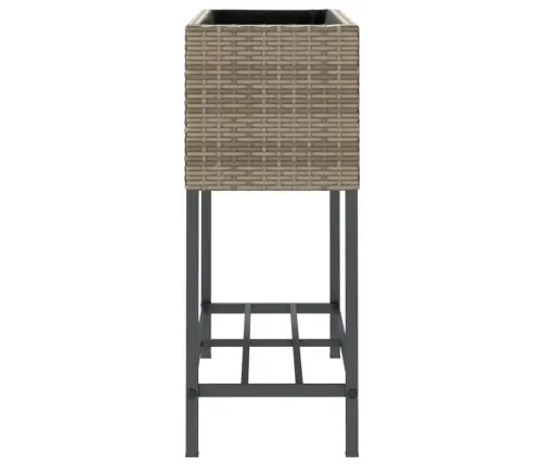 Dārza Puķu Kastes Ar Plauktu, 2 Gab., Pelēka Pe Rotangpalma Vidaxl