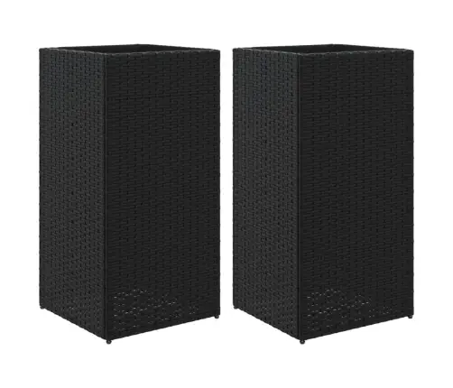 Dārza Puķu Kastes, 2 Gab., Melnas, 40X40X80 Cm, Pe Rotangpalma Vidaxl