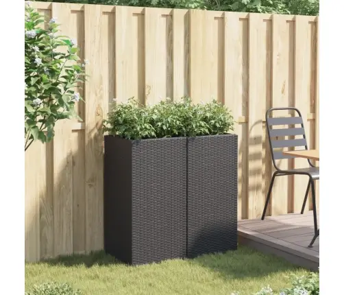 Dārza Puķu Kastes, 2 Gab., Melnas, 40X40X80 Cm, Pe Rotangpalma Vidaxl