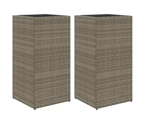Dārza Puķu Kastes, 2 Gab., Pelēkas, 40X40X80 Cm, Pe Rotangpalma Vidaxl