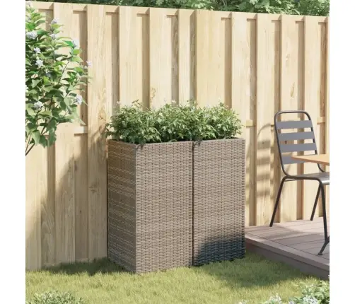 Dārza Puķu Kastes, 2 Gab., Pelēkas, 40X40X80 Cm, Pe Rotangpalma Vidaxl