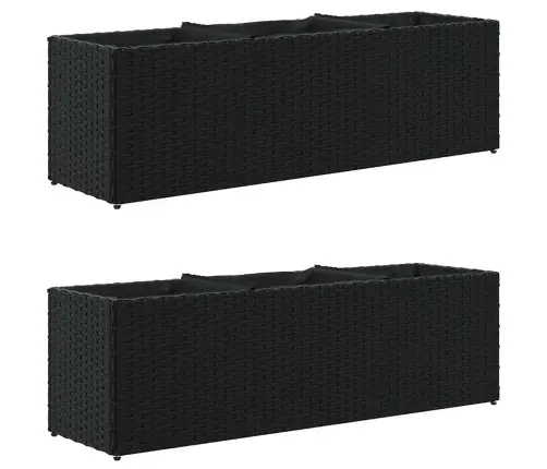 Dārza Puķu Kastes, 3 Podi, 2 Gab., 105X30X32 Cm, Melns Pe Vidaxl