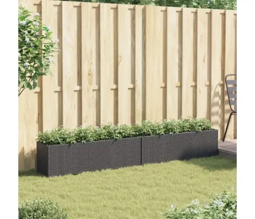 Dārza Puķu Kastes, 3 Podi, 2 Gab., 105X30X32 Cm, Melns Pe Vidaxl