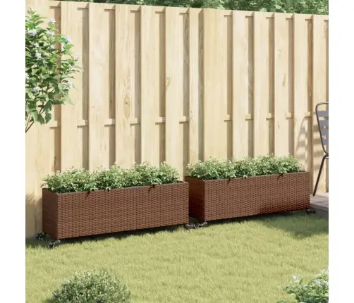 Dārza Puķu Kastes Ar Riteņiem, 2 Gab., 107X32X38 Cm, Brūns Pe Vidaxl