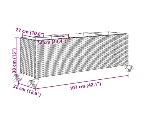 Dārza Puķu Kastes Ar Riteņiem, 2 Gab., 107X32X38 Cm, Brūns Pe Vidaxl