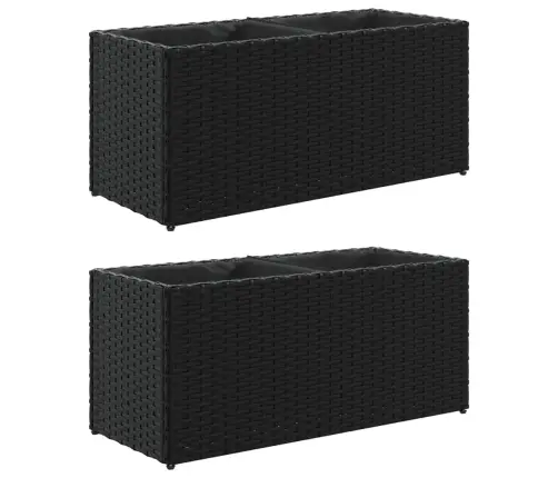Taimekastid 2 Potiga, 2 Tk, Must, 72X30X32 cm Polürotang