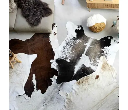 Ehtsast Veisenahast Vaip, Must Ja Valge, 180 X 220 Cm