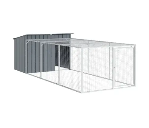 Suņu Būda, 153X396X110 Cm, Cinkots Tērauds, Pelēka Vidaxl