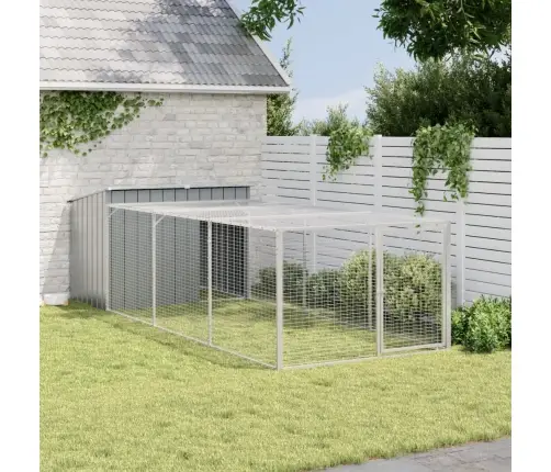 Suņu Būda, 153X396X110 Cm, Cinkots Tērauds, Pelēka Vidaxl