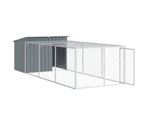 Suņu Būda, 153X396X110 Cm, Cinkots Tērauds, Pelēka Vidaxl