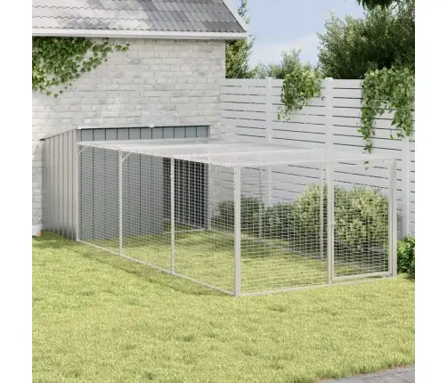 Suņu Būda, 153X396X110 Cm, Cinkots Tērauds, Pelēka Vidaxl