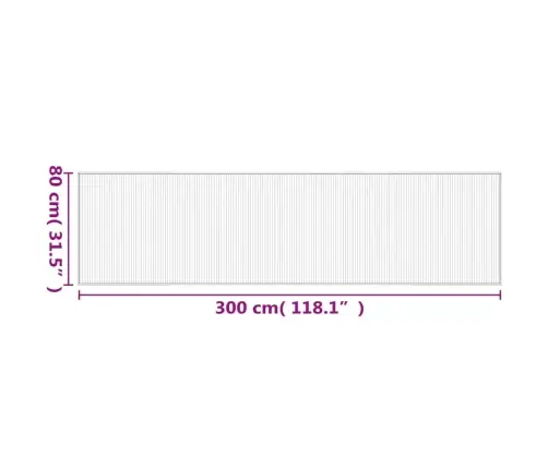 Kilimas, Šviesus Natūralus, 80X300cm Bambukas, Stačiakampis