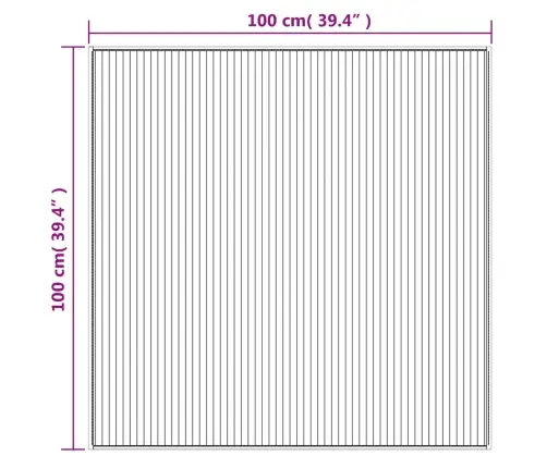 Kilimas, Šviesus Natūralus, 100X100cm Bambukas, Kvadratinis