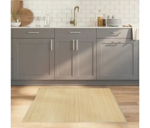 Kilimas, Šviesus Natūralus, 100X100cm Bambukas, Kvadratinis