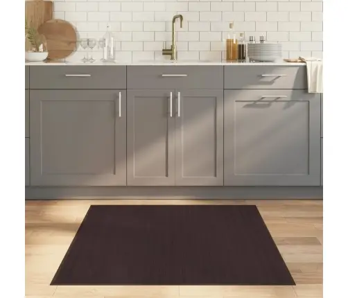 Paklājs, Kvadrāta Forma, Tumši Brūns, 100X100 Cm, Bambuss Vidaxl