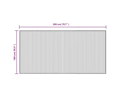 Paklājs, Taisnstūra Forma, Melns, 100X200 Cm, Bambuss Vidaxl