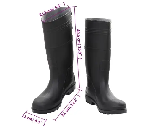 Gumijas Zābaki, Melni, 45. Izmērs, Pvc Vidaxl