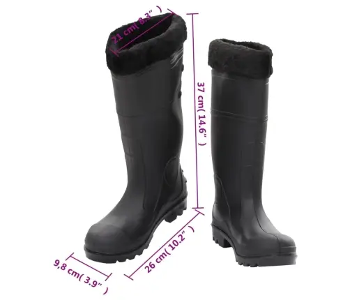 Gumijas Zābaki Ar Izņemamu Zeķi, Melni, 38. Izmērs, Pvc Vidaxl