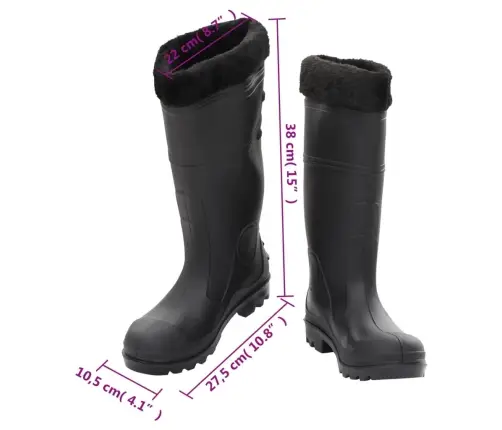 Gumijas Zābaki Ar Izņemamu Zeķi, Melni, 40. Izmērs, Pvc Vidaxl