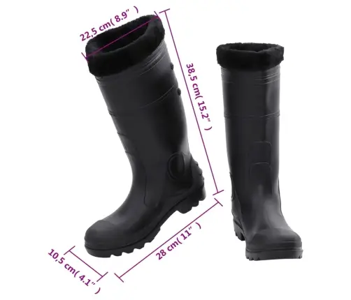 Gumijas Zābaki Ar Izņemamu Zeķi, Melni, 41. Izmērs, Pvc Vidaxl