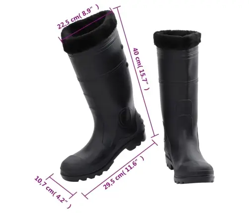 Eemaldatava Voodriga Kummikud, Must, Suurus 43, Pvc