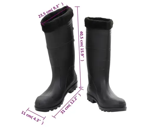 Eemaldatava Voodriga Kummikud, Must, Suurus 45, Pvc