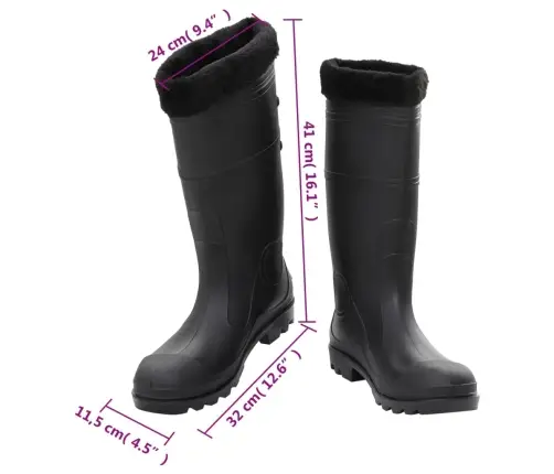 Eemaldatava Voodriga Kummikud, Must, Suurus 46, Pvc