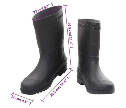 Gumijas Zābaki, Melni, 45. Izmērs, Pvc Vidaxl