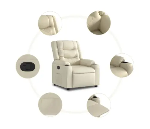 Atpūtas Krēsls, Atgāžams, Krēmkrāsas Mākslīgā Āda Vidaxl