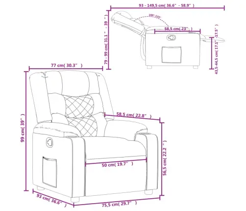 Atpūtas Krēsls, Atgāžams, Krēmkrāsas Mākslīgā Āda Vidaxl