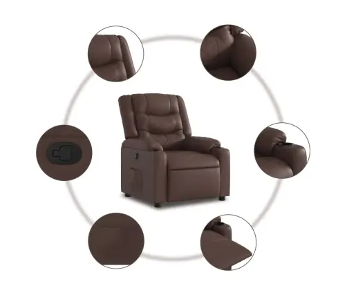 Atlošiamas Krėslas, Rudos Spalvos, Dirbtinė Oda