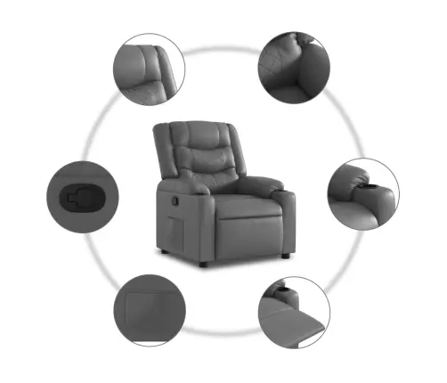 Atpūtas Krēsls, Atgāžams, Pelēka Mākslīgā Āda Vidaxl