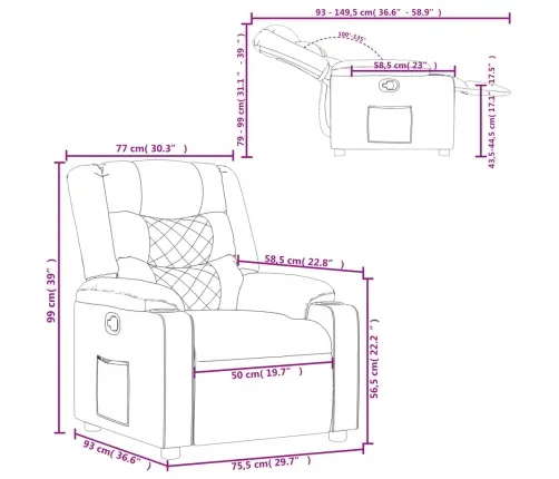 Atpūtas Krēsls, Atgāžams, Pelēka Mākslīgā Āda Vidaxl