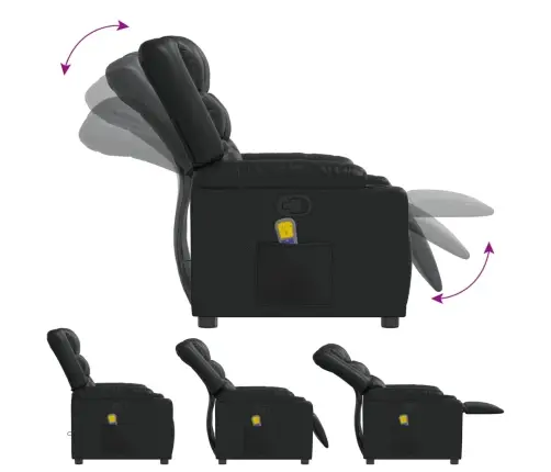 Masāžas Krēsls, Atgāžams, Melna Mākslīgā Āda Vidaxl