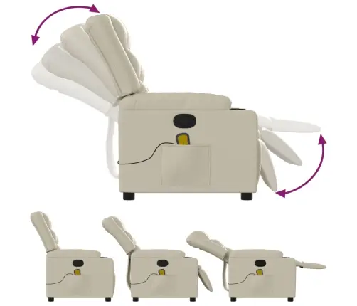 Masāžas Krēsls, Atgāžams, Krēmkrāsas Mākslīgā Āda Vidaxl