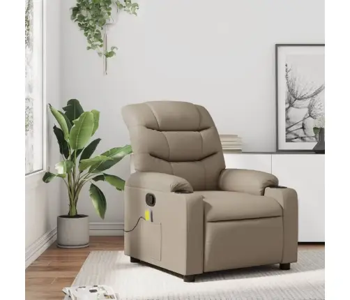 Atlošiamas Masažinis Krėslas, Kapučino Spalvos, Dirbtinė Oda