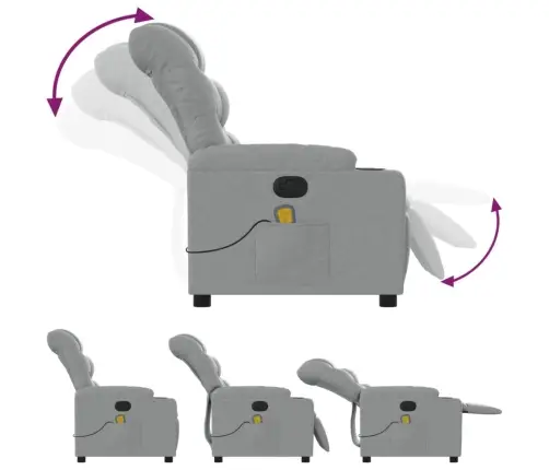 Masāžas Krēsls, Atgāžams, Gaiši Pelēks Audums Vidaxl
