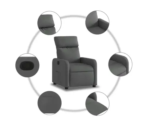 Atlošiamas Krėslas, Tamsiai Pilkos Spalvos, Audinys