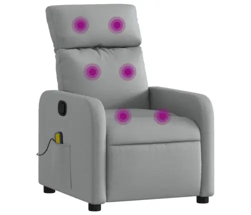 Atlošiamas Masažinis Krėslas, Šviesiai Pilkos Spalvos, Audinys