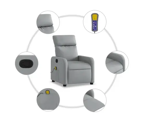 Atlošiamas Masažinis Krėslas, Šviesiai Pilkos Spalvos, Audinys