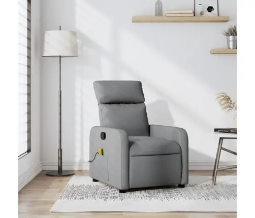 Atlošiamas Masažinis Krėslas, Šviesiai Pilkos Spalvos, Audinys