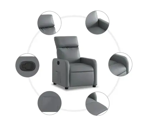 Atpūtas Krēsls, Atgāžams, Pelēka Mākslīgā Āda Vidaxl Atpūtas Krēsls, Atgāžams, Pelēka Mākslīgā Āda Vidaxl