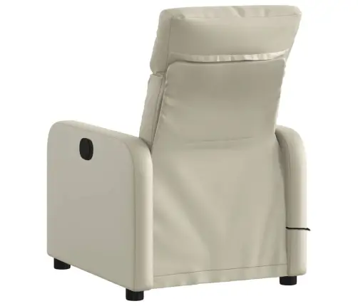 Atlošiamas Masažinis Krėslas, Kreminės Spalvos, Dirbtinė Oda