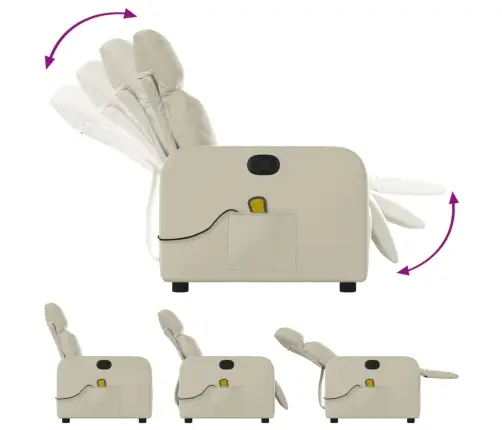 Atlošiamas Masažinis Krėslas, Kreminės Spalvos, Dirbtinė Oda