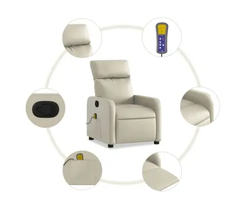 Atlošiamas Masažinis Krėslas, Kreminės Spalvos, Dirbtinė Oda