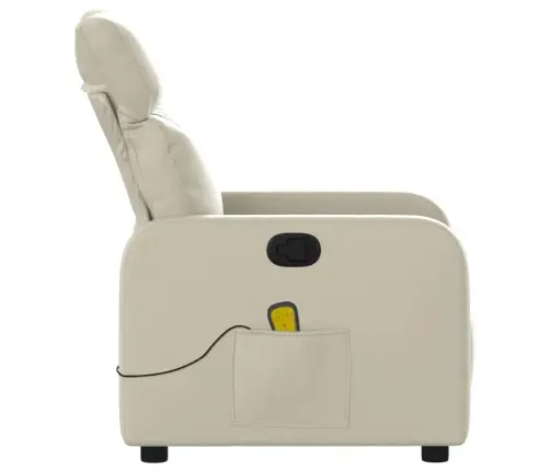 Atlošiamas Masažinis Krėslas, Kreminės Spalvos, Dirbtinė Oda