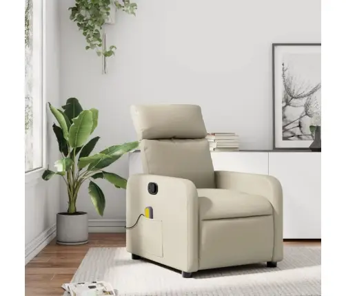 Atlošiamas Masažinis Krėslas, Kreminės Spalvos, Dirbtinė Oda