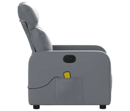 Atlošiamas Masažinis Krėslas, Pilkos Spalvos, Dirbtinė Oda Atlošiamas Masažinis Krėslas, Pilkos Spalvos, Dirbtinė Oda