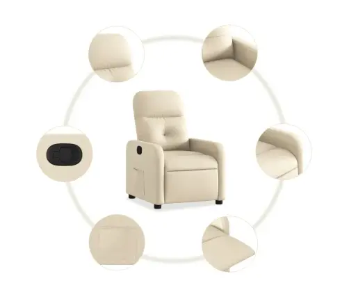 Atlošiamas Krėslas, Kreminės Spalvos, Audinys