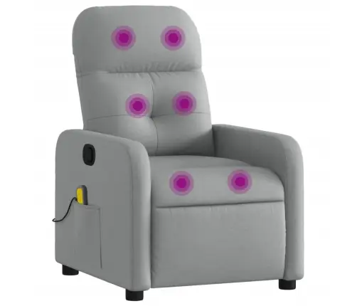 Atlošiamas Masažinis Krėslas, Šviesiai Pilkos Spalvos, Audinys